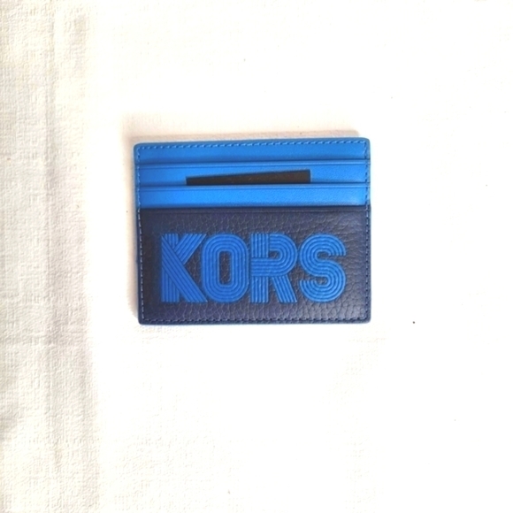 Michael Kors Mens card case Wallet BLUE AND BLACK NWT NEW - Picture 4 of 6
